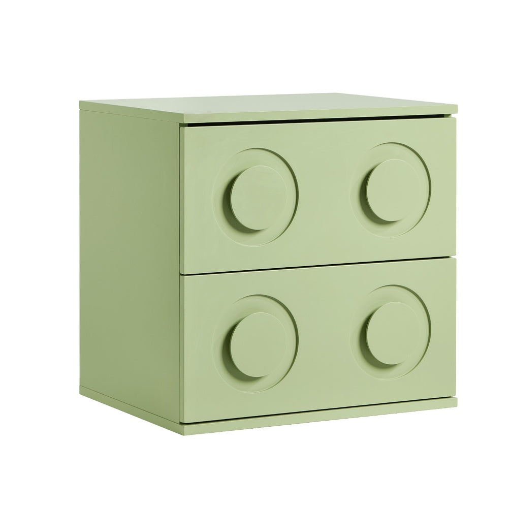 Oikiture Bedside Table 2 Drawers Nightstand Side Storage Cabinet Green-Bedside Table-PEROZ Accessories