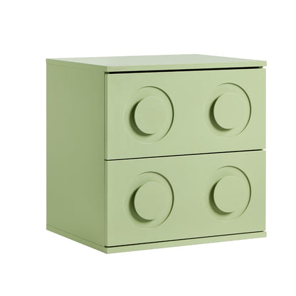 Oikiture Bedside Table 2 Drawers Nightstand Side Storage Cabinet Green-Bedside Table-PEROZ Accessories