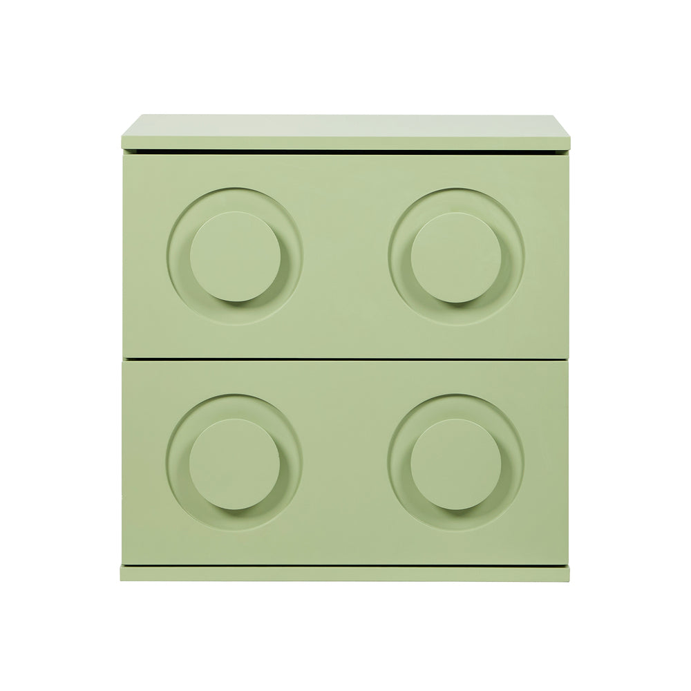 Oikiture Bedside Table 2 Drawers Nightstand Side Storage Cabinet Green-Bedside Table-PEROZ Accessories