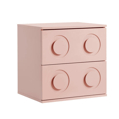 Oikiture Bedside Table 2 Drawers Nightstand Side Storage Cabinet Pink-Bedside Table-PEROZ Accessories