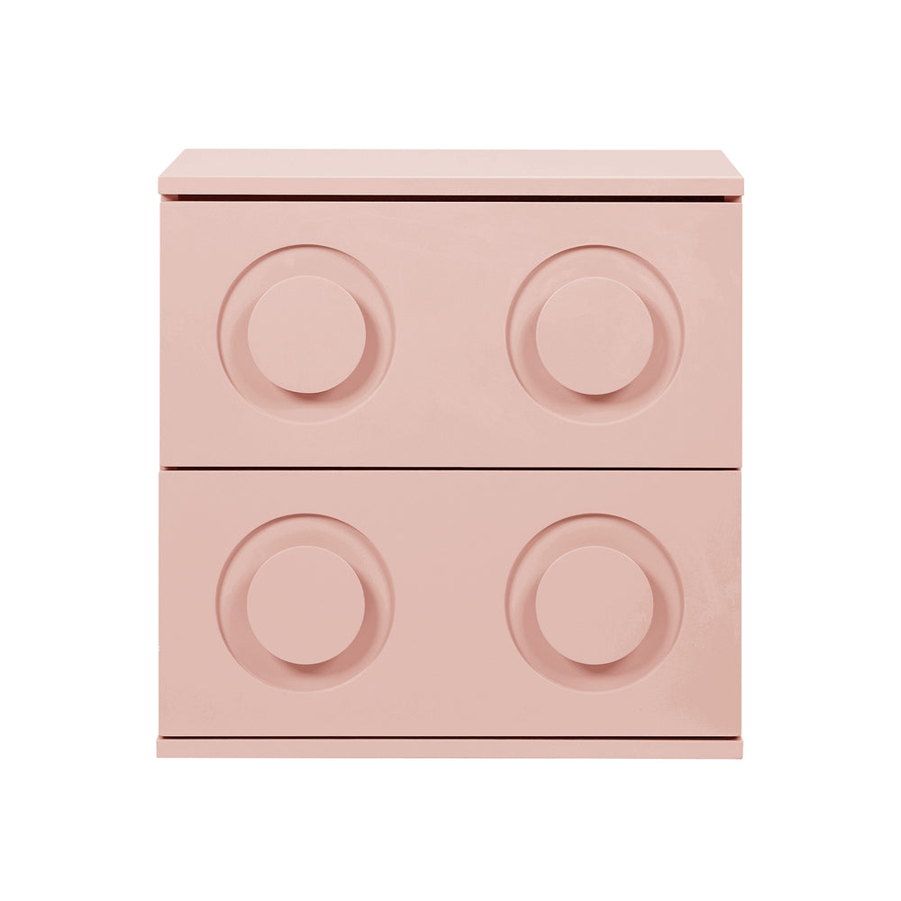 Oikiture Bedside Table 2 Drawers Nightstand Side Storage Cabinet Pink-Bedside Table-PEROZ Accessories
