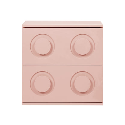 Oikiture Bedside Table 2 Drawers Nightstand Side Storage Cabinet Pink-Bedside Table-PEROZ Accessories
