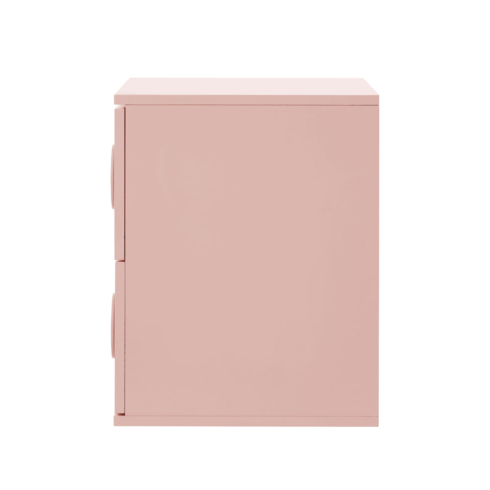 Oikiture Bedside Table 2 Drawers Nightstand Side Storage Cabinet Pink-Bedside Table-PEROZ Accessories