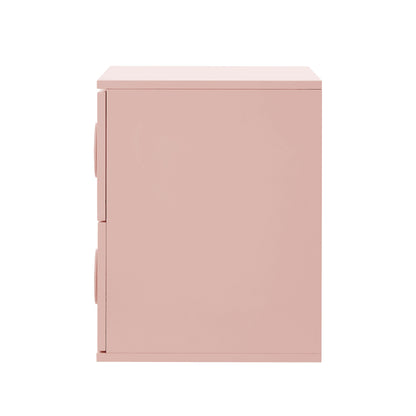 Oikiture Bedside Table 2 Drawers Nightstand Side Storage Cabinet Pink-Bedside Table-PEROZ Accessories