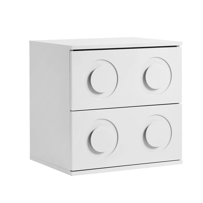 Oikiture Bedside Table 2 Drawers Nightstand Side Storage Cabinet White-Bedside Table-PEROZ Accessories