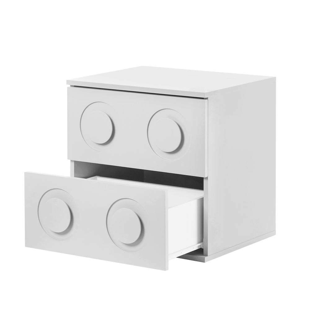 Oikiture Bedside Table 2 Drawers Nightstand Side Storage Cabinet White-Bedside Table-PEROZ Accessories