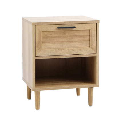 Oikiture Bedside Table Nightstand Bedroom Storage Cabinet Natural-Bedside Table-PEROZ Accessories