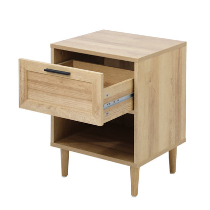 Oikiture Bedside Table Nightstand Bedroom Storage Cabinet Natural-Bedside Table-PEROZ Accessories