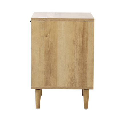 Oikiture Bedside Table Nightstand Bedroom Storage Cabinet Natural-Bedside Table-PEROZ Accessories