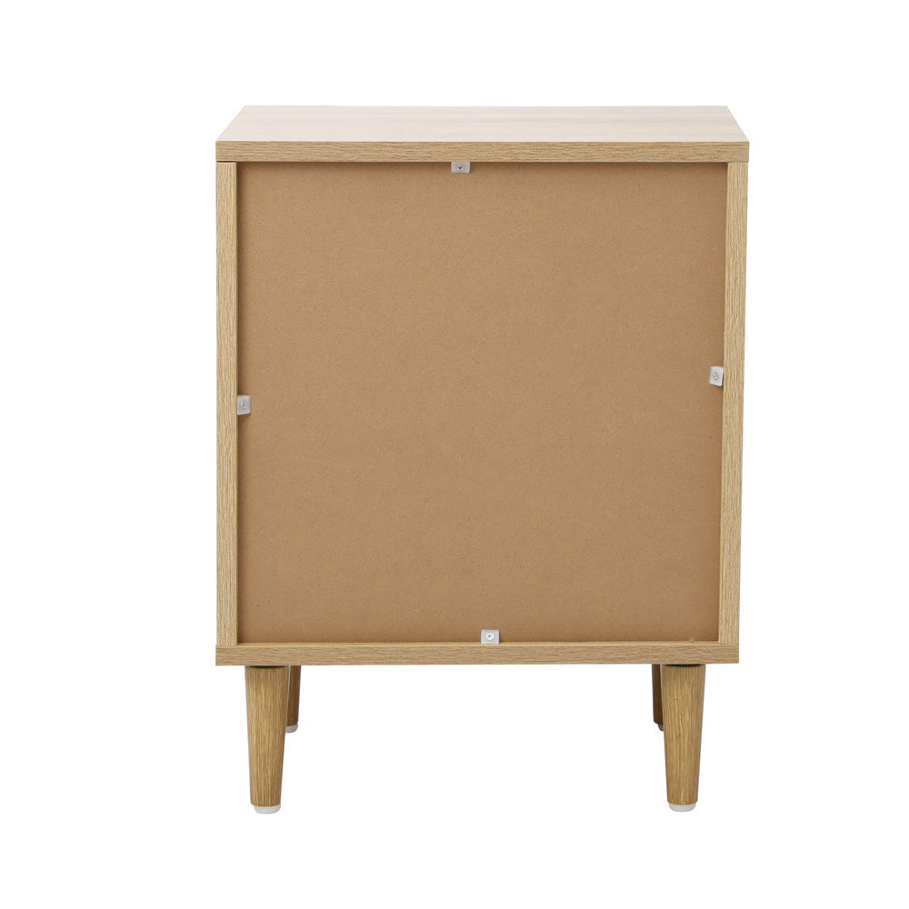 Oikiture Bedside Table Nightstand Bedroom Storage Cabinet Natural-Bedside Table-PEROZ Accessories