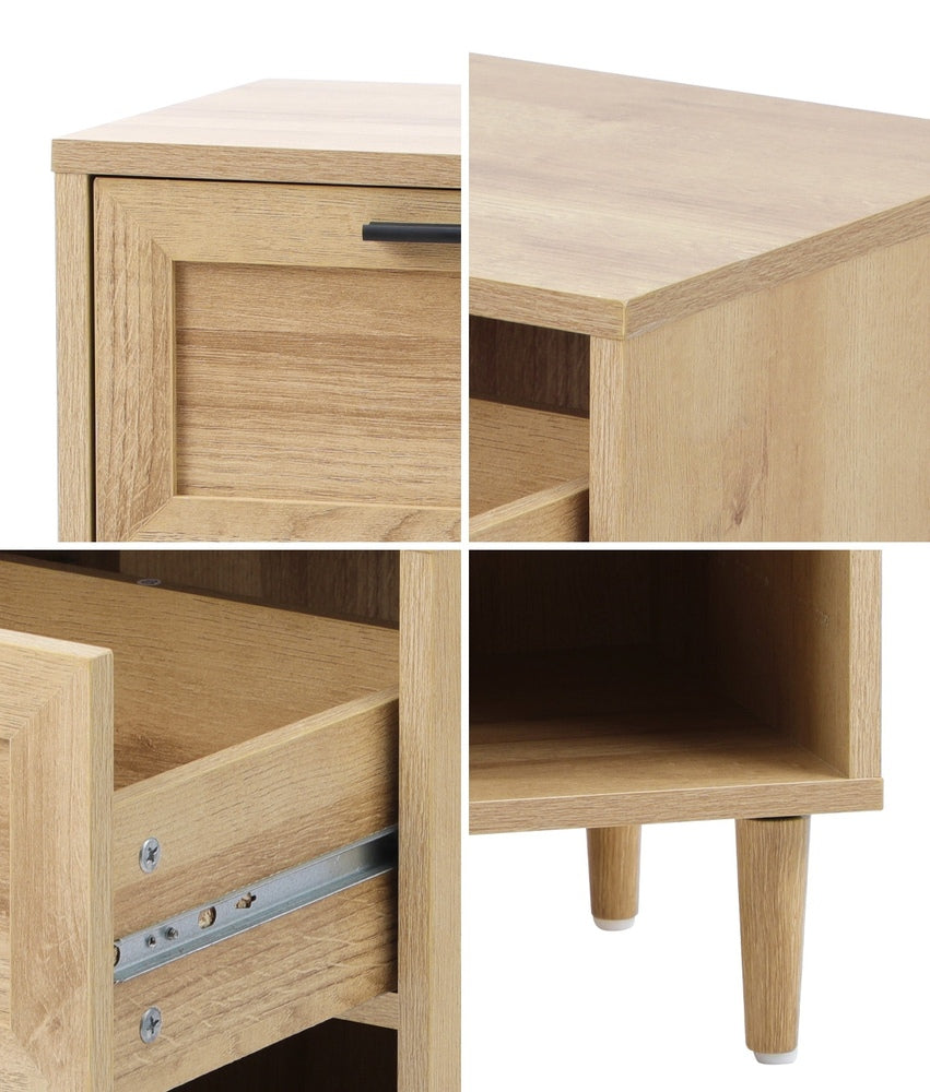 Oikiture Bedside Tables Set of 2 Nightstand Natural-Bedside Table-PEROZ Accessories