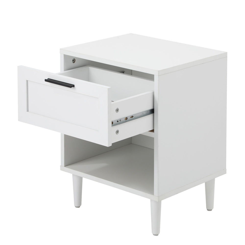 Oikiture Bedside Table Nightstand Bedroom Storage Cabinet White-Bedside Table-PEROZ Accessories