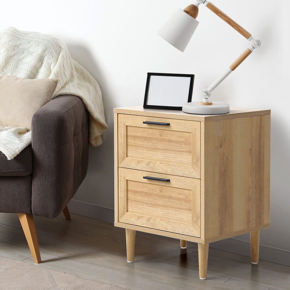 Oikiture Bedside Tables Set of 2 Nightstand Wood-Bedside Table-PEROZ Accessories