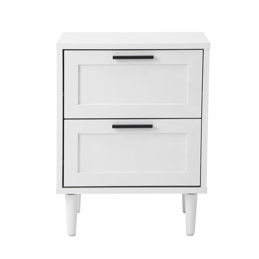 Oikiture Bedside Table Nightstand 2 Drwers White-Bedside Table-PEROZ Accessories
