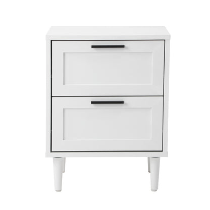 Oikiture Bedside Table Nightstand 2 Drwers White-Bedside Table-PEROZ Accessories
