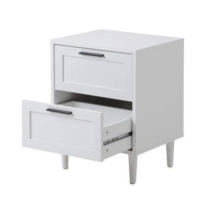 Oikiture Bedside Table Nightstand 2 Drwers White-Bedside Table-PEROZ Accessories