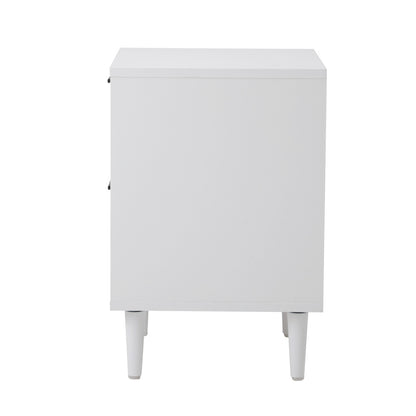Oikiture Bedside Table Nightstand 2 Drwers White-Bedside Table-PEROZ Accessories