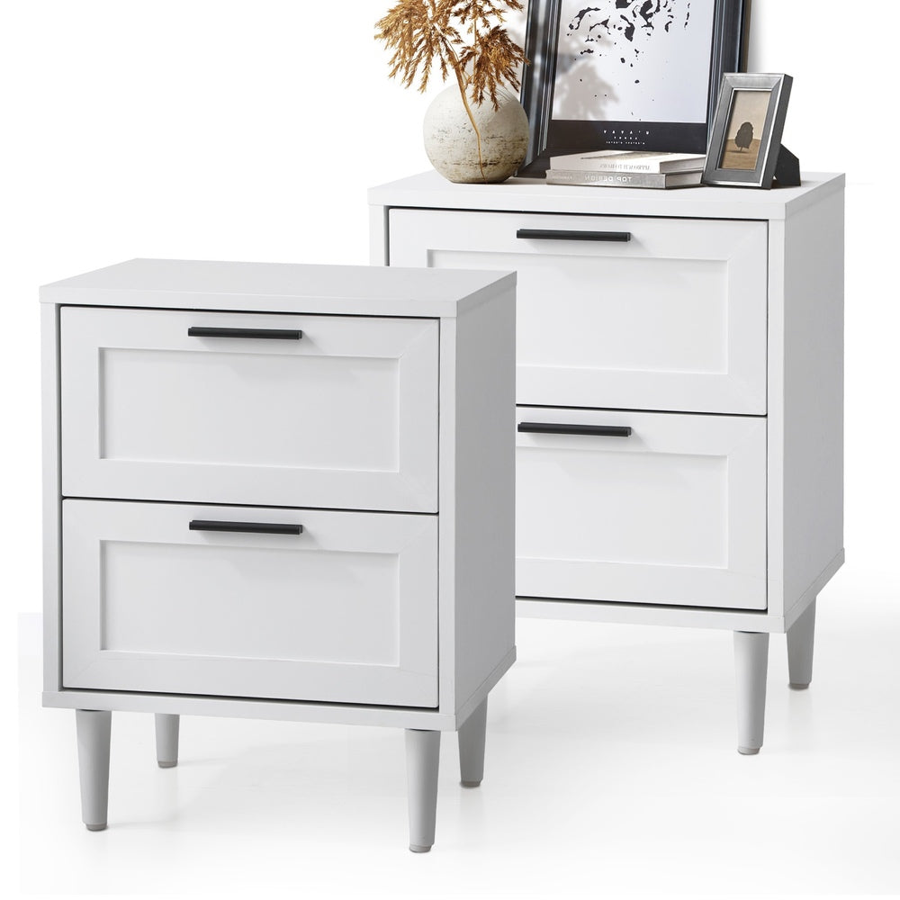 Oikiture Bedside Tables Set of 2 Nightstand White-Bedside Table-PEROZ Accessories