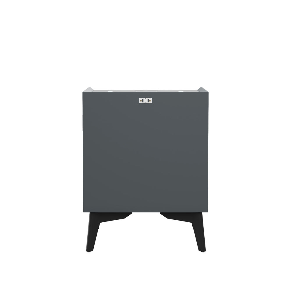 Oikiture 2x Smart Bedside Tables Wireless Charging LED 2 Drawers Grey-Bedside Table-PEROZ Accessories
