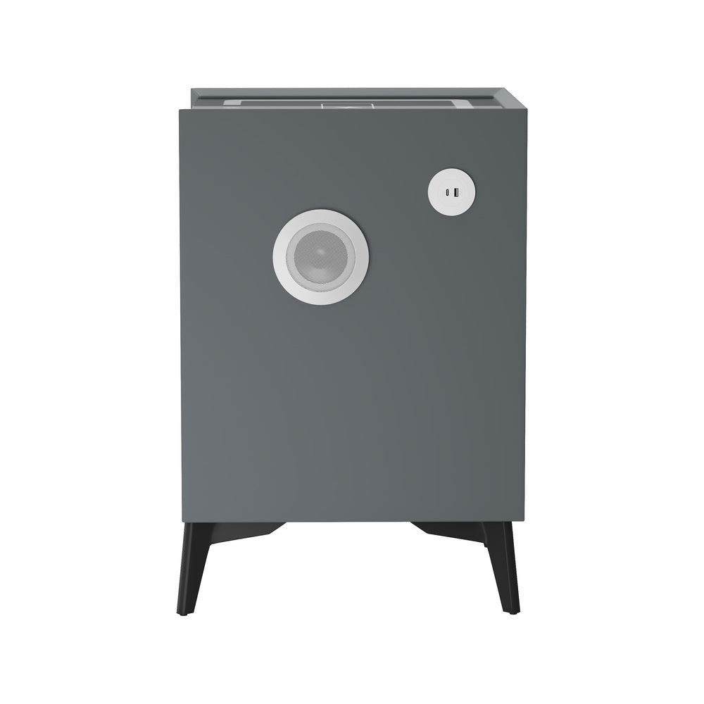 Oikiture 2x Smart Bedside Tables Wireless Charging LED 3 Drawers Grey-Bedside Table-PEROZ Accessories
