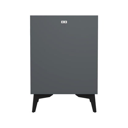 Oikiture 2x Smart Bedside Tables Wireless Charging LED 3 Drawers Grey-Bedside Table-PEROZ Accessories