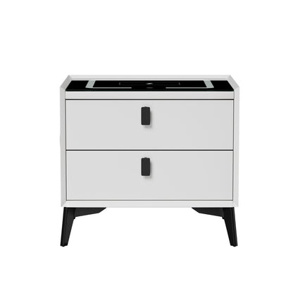 Oikiture Smart Bedside Table LED Wireless Charging 2 Drawers White-Bedside Table-PEROZ Accessories