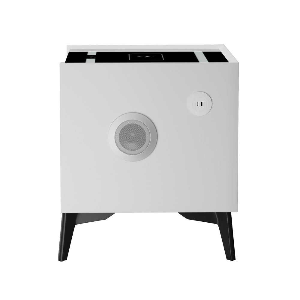 Oikiture Smart Bedside Table LED Wireless Charging 2 Drawers White-Bedside Table-PEROZ Accessories