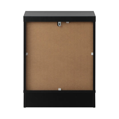 Oikiture Bedside Table Wooden Nightstand with 2 Drawers Black-Bedside Tables-PEROZ Accessories