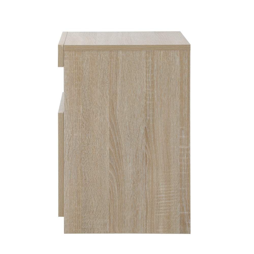Oikiture Bedside Table LED Nightstand Shelf Natural-Bedside Table-PEROZ Accessories