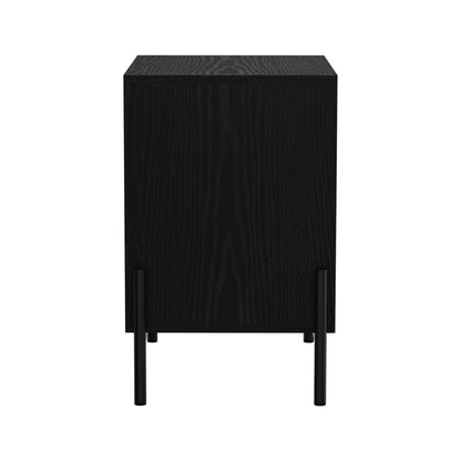 Oikiture Bedside Table Drawer Nightstand Storage Walnut and Black-Bedside Table-PEROZ Accessories