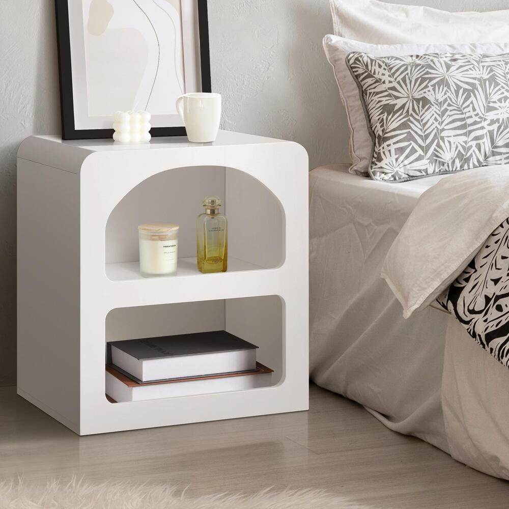 Oikiture Bedside Table Display Shelf Storage Cabinet Nightstand White-BedSide Tabless-PEROZ Accessories