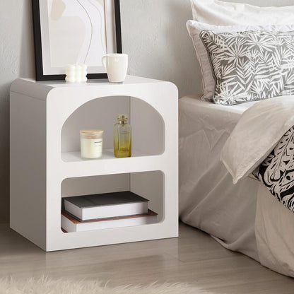 Oikiture Bedside Table Display Shelf Storage Cabinet Nightstand White-BedSide Tabless-PEROZ Accessories