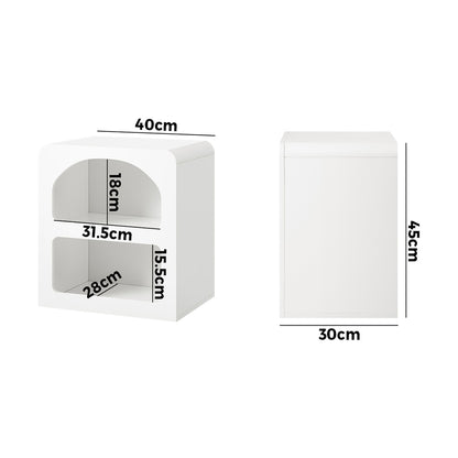 Oikiture Bedside Tables Set of 2 Display Shelf White-Bedside Table-PEROZ Accessories