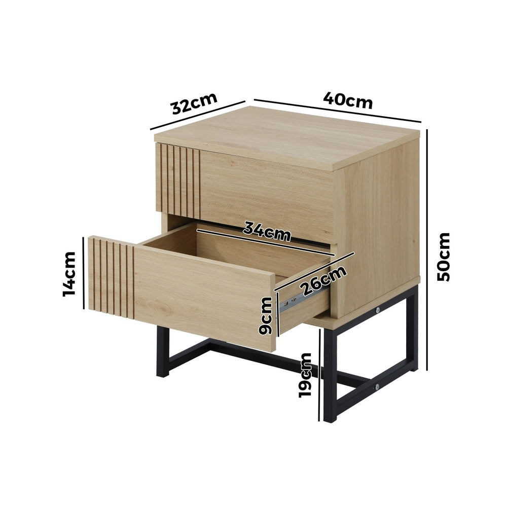 Oikiture Set of 2 Bedside Tables Bedroom Metal-BedSide Tabless-PEROZ Accessories