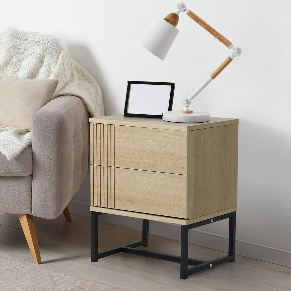 Oikiture Set of 2 Bedside Tables Bedroom Metal-BedSide Tabless-PEROZ Accessories