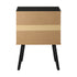 Oikiture Bedside Tables Side Table Drawer Storage Cabinet w/ Leather Handle Black-Bedside Tables-PEROZ Accessories