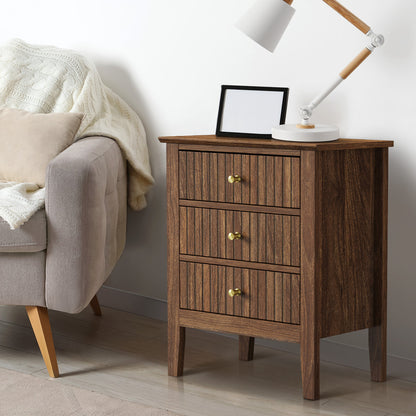 Oikiture Bedside Tables Set of 2 Side End Nightstand Walnut-Bedside Table-PEROZ Accessories