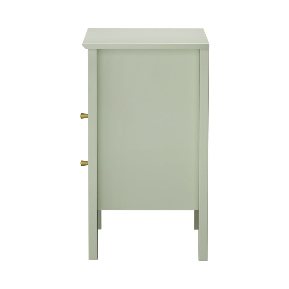Oikiture Bedside Table Nightstand 2 Drawer with Storage Cabinet Green-Bedside Table-PEROZ Accessories