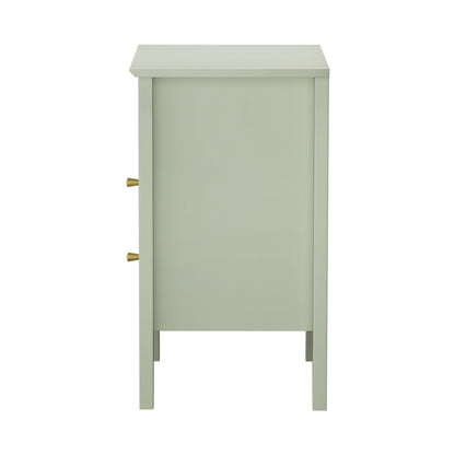 Oikiture Bedside Table Nightstand 2 Drawer with Storage Cabinet Green-Bedside Table-PEROZ Accessories
