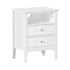 Oikiture Bedside Table Nightstand 2 Drawer with Storage Cabinet White-Bedside Table-PEROZ Accessories