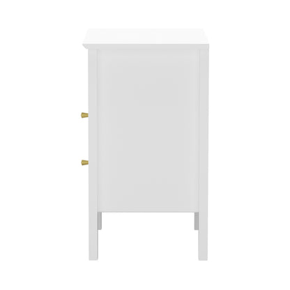 Oikiture Bedside Table Nightstand 2 Drawer with Storage Cabinet White-Bedside Table-PEROZ Accessories