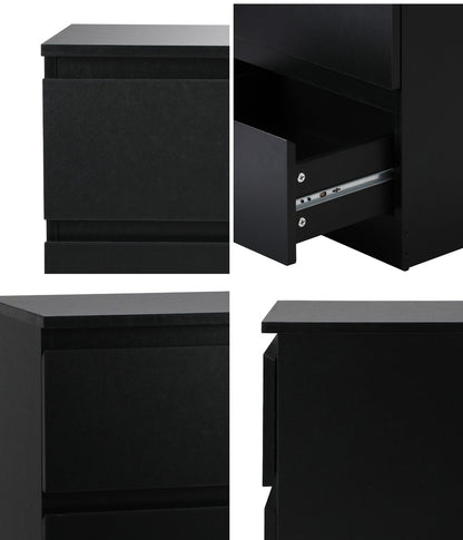 Oikiture Bedside Tables Set of 2 Nightstand Black-Bedside Table-PEROZ Accessories