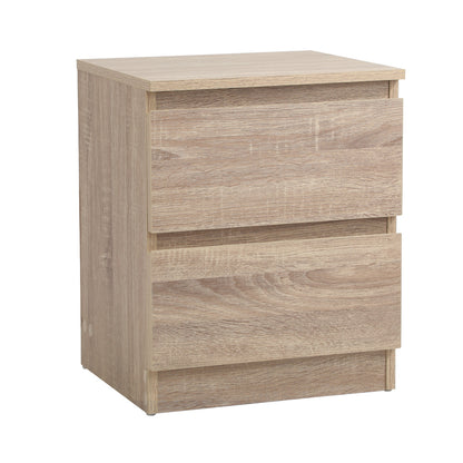 Oikiture Bedside Table Nightstand 2 Drawers Natural-Bedside Table-PEROZ Accessories