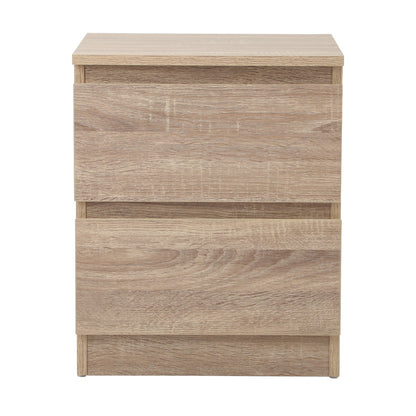 Oikiture Bedside Table Nightstand 2 Drawers Natural-Bedside Table-PEROZ Accessories