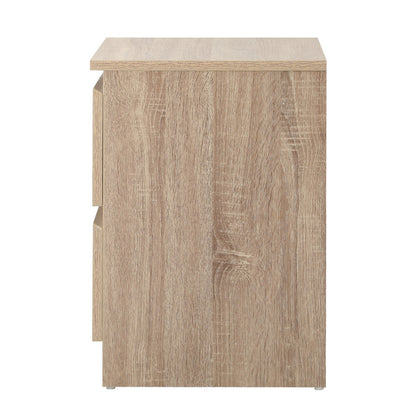Oikiture Bedside Table Nightstand 2 Drawers Natural-Bedside Table-PEROZ Accessories