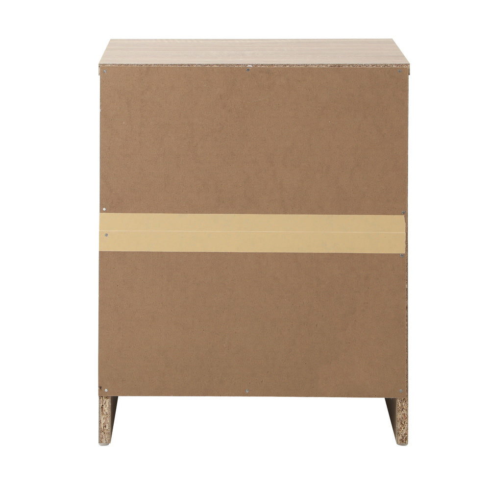 Oikiture Bedside Table Nightstand 2 Drawers Natural-Bedside Table-PEROZ Accessories
