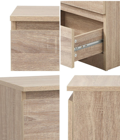 Oikiture Bedside Table Nightstand 2 Drawers Natural-Bedside Table-PEROZ Accessories