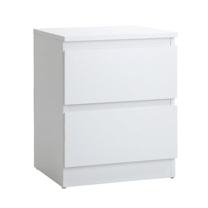 Oikiture Bedside Table Nightstand 2 Drawers White-Bedside Table-PEROZ Accessories