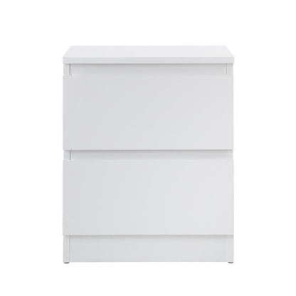 Oikiture Bedside Table Nightstand 2 Drawers White-Bedside Table-PEROZ Accessories