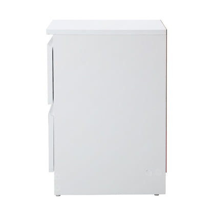 Oikiture Bedside Table Nightstand 2 Drawers White-Bedside Table-PEROZ Accessories